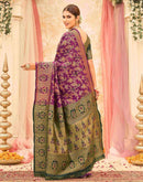 Dark Magenta Silk Woven Banarasi Saree