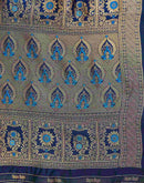 Teal Blue Silk Woven Banarasi Saree