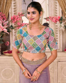 Lavender Shimmer Gota Lace Saree