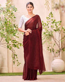 Maroon Shimmer Stone Work Swarovski Saree