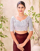 Maroon Shimmer Stone Work Swarovski Saree