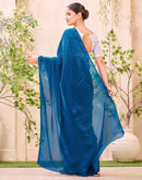 Peacock Blue Shimmer Stone Work Swarovski Saree