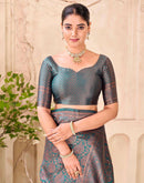 Teal Green Silk Woven Banarasi Saree