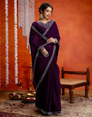 Wine Shimmer Stone Work Swarovski Saree