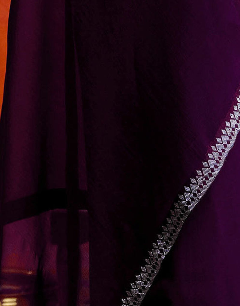 Wine Shimmer Stone Work Swarovski Saree