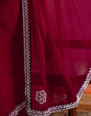 Dark Rani Pink Shimmer Stone Work Swarovski Saree