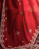 Red Shimmer Embroidery Saree