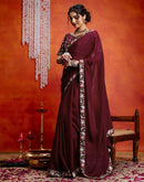 Maroon Shimmer Embroidery lace Saree