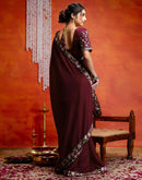 Maroon Shimmer Embroidery lace Saree