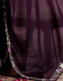 Wine Shimmer Embroidery lace Saree