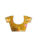 Yellow Shimmer Embroidery lace Saree