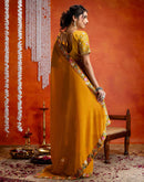 Yellow Shimmer Embroidery lace Saree