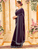 Wine Shimmer Stone Work Swarovski Saree