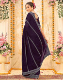 Wine Shimmer Stone Work Swarovski Saree