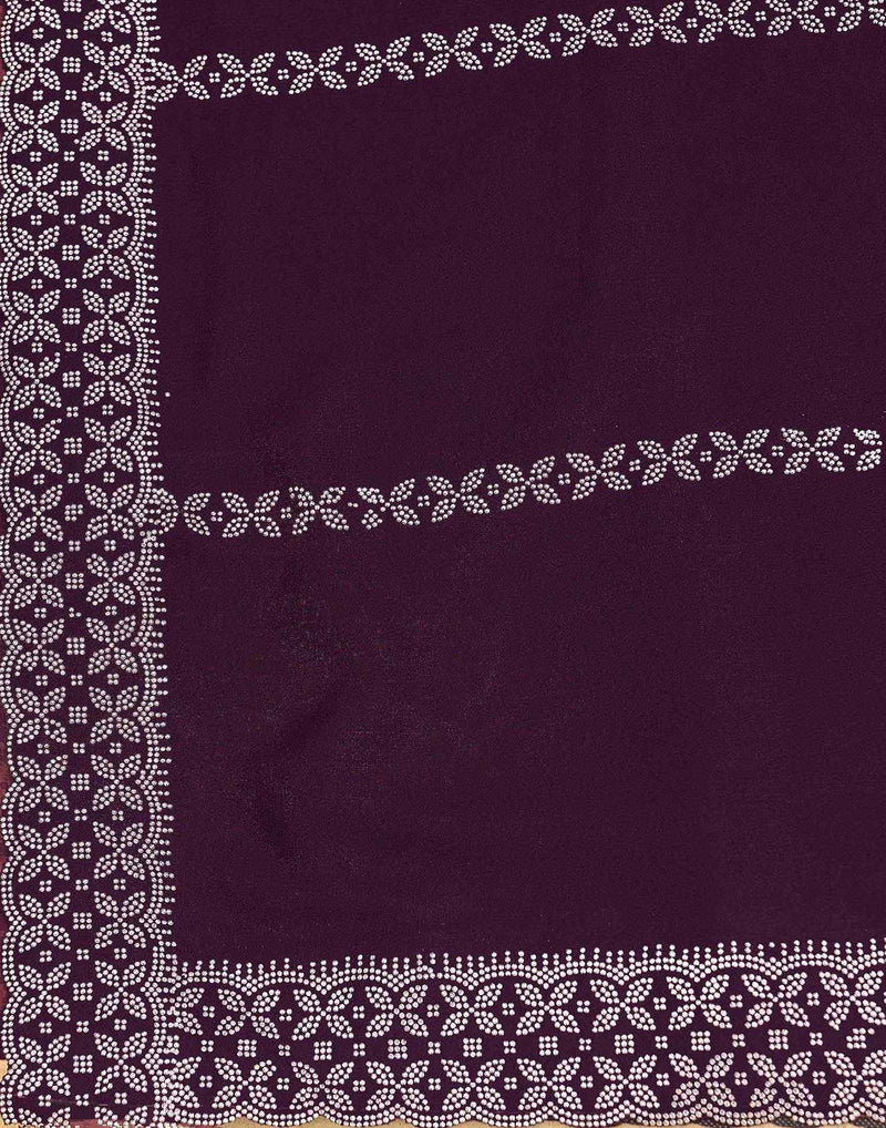 Wine Shimmer Stone Work Swarovski Saree