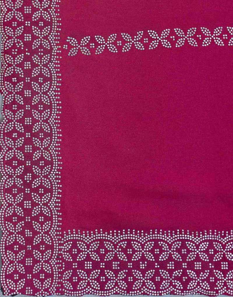Rani Pink Shimmer Stone Work Swarovski Saree