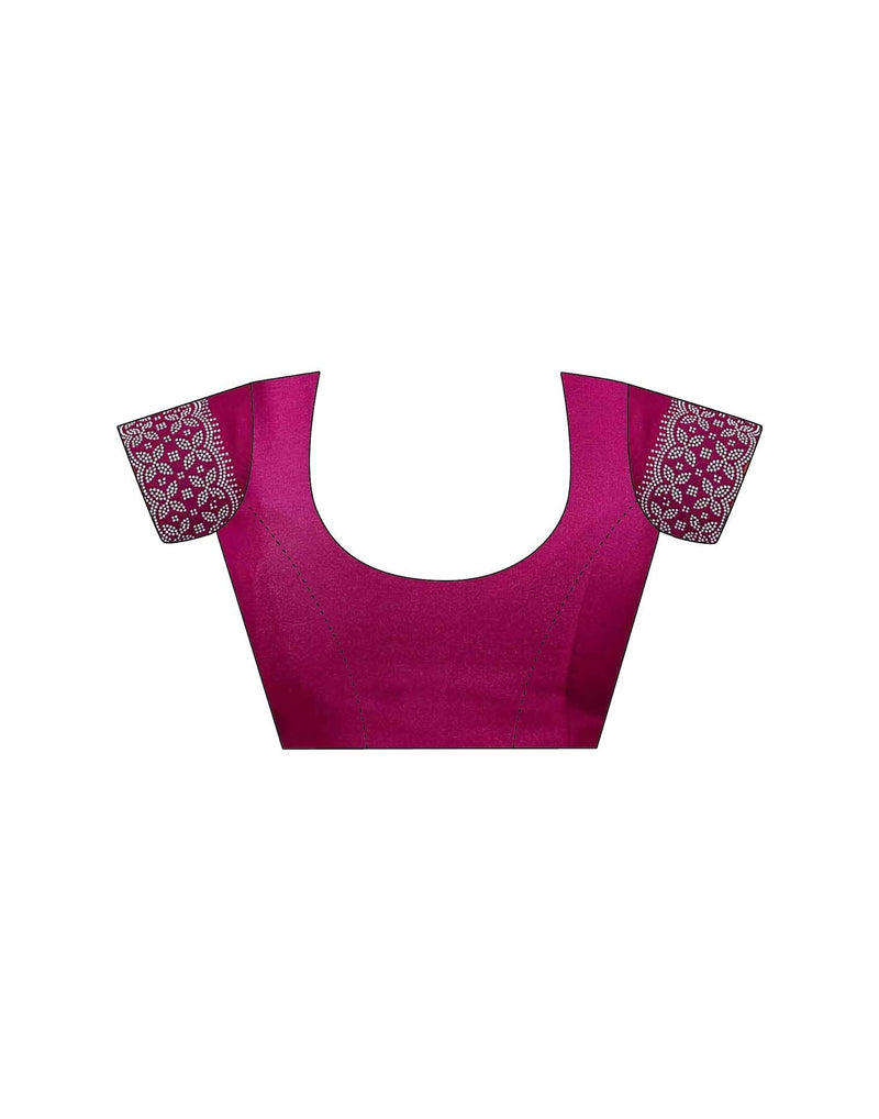 Rani Pink Shimmer Stone Work Swarovski Saree