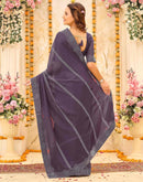 Dusty Purple Shimmer Stone Work Swarovski Saree