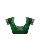 Dark Green Shimmer Stone Work Swarovski Saree