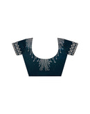 Navy Blue Shimmer Stone Work Swarovski Saree