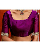 Dark Purple Shimmer Embellished Lace Saree