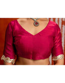 Dark Pink Shimmer Embellished Lace Saree