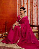 Dark Pink Shimmer Embellished Lace Saree