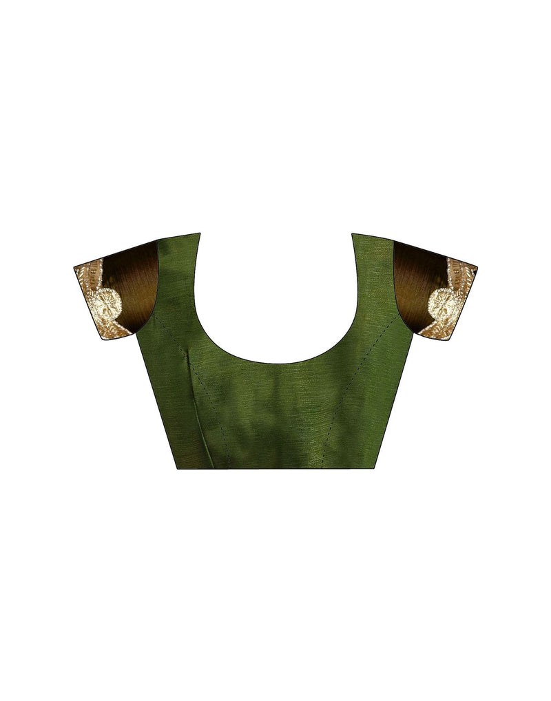 Olive Green Shimmer Embellished Lace Saree