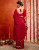 Red Shimmer Sequence Lace Saree