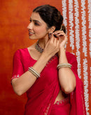 Red Shimmer Sequence Lace Saree