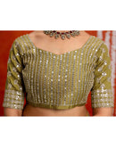 Khaki Shimmer Sequence Lace Saree