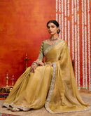 Khaki Shimmer Sequence Lace Saree