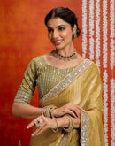 Khaki Shimmer Sequence Lace Saree