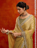 Khaki Shimmer Sequence Lace Saree