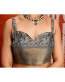 Grey Cotton Printed Woven Saree