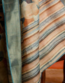 Blue Cotton Printed Woven Saree