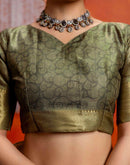 Beige Cotton Printed Woven Saree