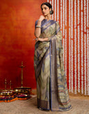 Pista Green Cotton Printed Woven Saree