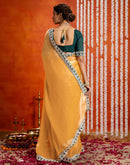 Yellow Shimmer Sequence Lace Saree
