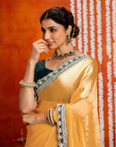 Yellow Shimmer Sequence Lace Saree