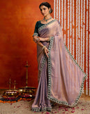 Lavender Shimmer Sequence Lace Saree