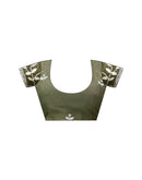 Olive Green Georgette Embroidery Saree