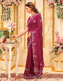 Pink Georgette Embroidery Saree