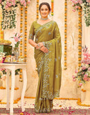 Green Georgette Embroidery Saree