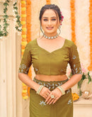 Green Georgette Embroidery Saree