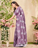Mauve Vichitra Silk Printed Saree