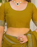 Mustard Yellow Shimmer Stone Work Embellished Saree