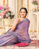 Lavender Shimmer Stone Work Swarovski  Saree