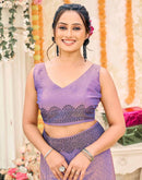 Lavender Shimmer Stone Work Swarovski  Saree