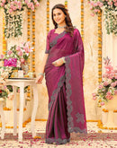 Magenta Shimmer Stone Work Embellished Saree